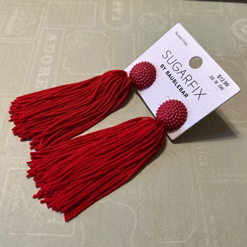 Sugarfix Red Tassel Earrings Spring Bold Statement Earrings Boho Pop